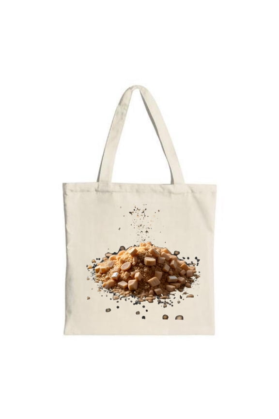 Beige Canvas Tote Bag with Caramel Pile Design - Stylish Minimalistic Perfect for Shopping Travel and Parties