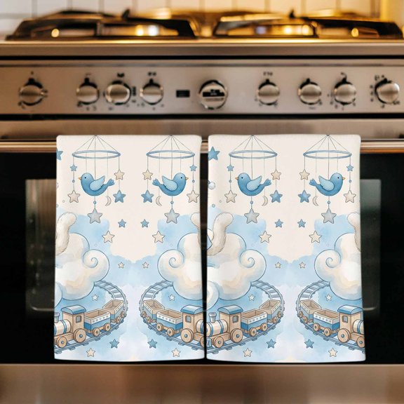 Beige Cartoon Cats Kitchen Towels Set of 1, Cute Cats Sleeping Dreams Clouds Absorbent Dish Towels for Kitchen, Microfiber Hand Towel, Quick Drying Tea Towel for Cleaning Decorative Dishcloths