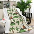 thumbnail image 1 of Beige Cartoon Dinosaurs Volcanoes Cacti Pattern Blanket,Comfortable Soft Lamb Wool Throw Blanket,All Season,Warm Lightweight Blankets for Sofa Bed Couch Living Room Chair,40"x50", 1 of 4