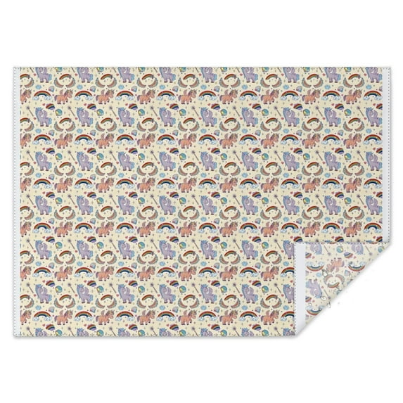 Beige Cartoon Horse Rainbow Pattern Rectangle Tablecloth 60"x84",Waterproof Polyester Rectangle Table Cloth, Wipeable Spillproof Polyester Tablecloth for Dining, Camping, Indoor and Outdoor