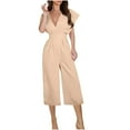 thumbnail image 1 of Beige Casual Going Out Pants for Women Summer Fall Spandex Slim Tunics Basic Long Leg Bib Pants Pants One Piece Women 2025 Clothes Fashion Country Concert Y2K XL, 1 of 6