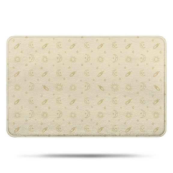 Beige Celestial Pattern Bathroom Rugs Mat,Non Slip Microfiber Bathroom Rug,Rubber Backing,Soft Bathroom Mats for Bathroom Floor,Tub and Shower,17x27in(43x68cm)