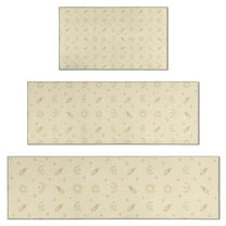 Beige Celestial Pattern Kitchen Rugs Sets Of 3,Kitchen Runner Rugs Non Skid Washable,Decorative Kitchen Floor Mats for Kitchen,Sink,Laundry,17"x30" 17"x47" 17"x59"
