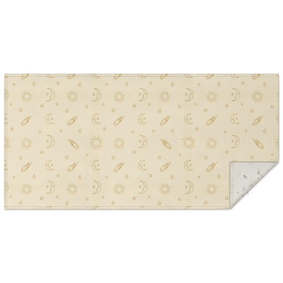 Beige Celestial Pattern Rectangle Tablecloth 60"x120",Waterproof Polyester Rectangle Table Cloth, Wipeable Spillproof Polyester Tablecloth for Dining, Camping, Indoor and Outdoor