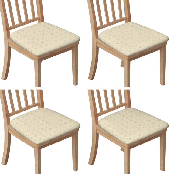 Beige Celestial Pattern Seat Covers for Dining Room Chairs Set Of 4,Stretch Printed Washable Chair Seat Cover with Elastic Ties and Button,Removable Waterproof Couch Cushion Covers