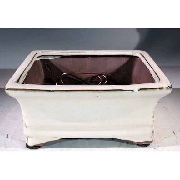 Beige Ceramic Bonsai Tree Flower Pot - Rectangle Professional Series