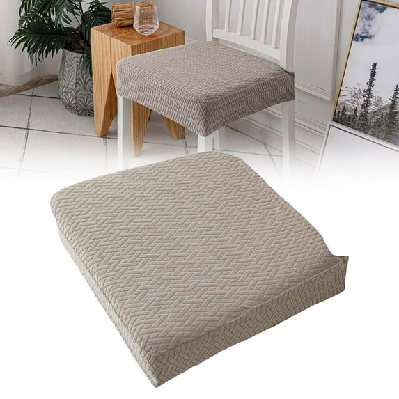 Beige Chair Covers, Dining Chair Seat Covers, Removable Dining Kitchen Chair Cover, Stretch Dining Room Chair Seat Covers, 1Pcs Heavy Weight Cotton Elastic Chair Cover