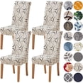 thumbnail image 1 of Beige Chair Covers for Dining Room Set of 4,Stretch Spandex Parsons Chair Slipcover 4 Pack,Washable Anti-dust Chair Seat Covers for Kitchen,Wedding,Party, 1 of 6