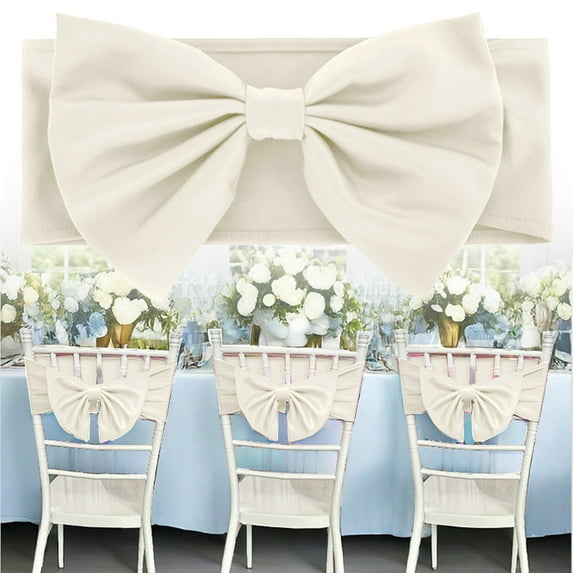 Beige Chair Sashes for Wedding Chair Bows Sashes Universal Decorative for Party Baby Shower Ceremony Reception Banquet Decorations 5.5 x14 inches
