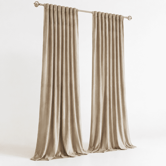Beige/Champagne 52"W x 84"L (Pack of 2) Blackout Rod Pocket Tab Window Curtain Drapes
