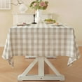 thumbnail image 1 of Beige Checkered Tablecloth Rectangle Tables Buffalo Plaid Gingham Table Cloth Cotton Linen Rustic Tablecloths Washable Wrinkle Free for Party Picnic Kitchen, 60"x120" 10-12 Seats, 1 of 7