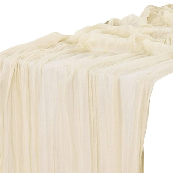 Beige Cheesecloth Table Runner Boho Rustic Gauze Summer 35x120 inch 10FT Cheese Cloth Runner for Wedding Party Baby Shower Birthday Home Decor Holiday Decorations
