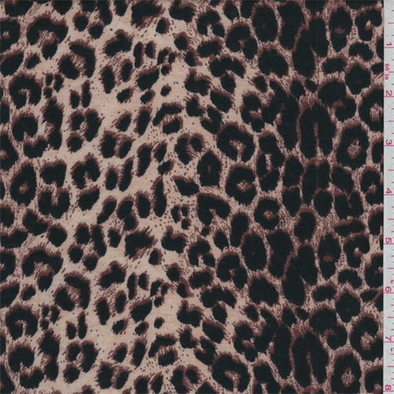 Beige Cheetah Jersey Knit, Fabric Sold By the Yard