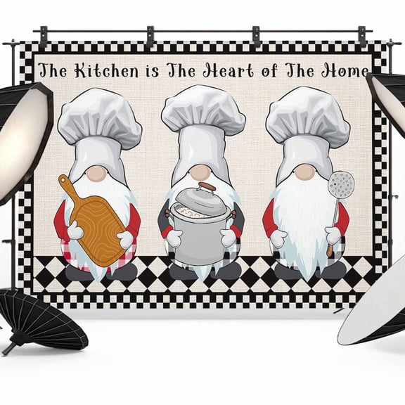 Beige Chef Gourmet Backdrop for Photography,Fabric Photo Background Backdrop,Black White Plaid Kitchen Cook Photo Booth Background for Portrait Photoshoot Video Wedding Decoration Banner 10x8ft