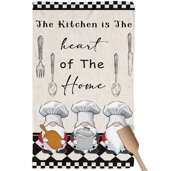 Beige Chef Gourmet Kitchen Towel Dish Cloths Set of 1, Microfiber Soft Kitchen Hand Towels, Black White Plaid Kitchen Cook Absorbent Quick Drying Dishcloths 18 x 28 Inches
