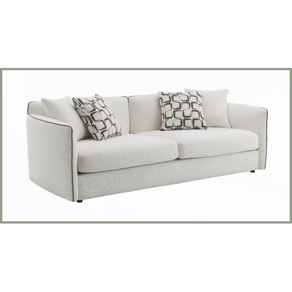 Beige Chenille Modern Sofa with 4 Pillows - 74" Wide Living Room Seating with Removable Covers