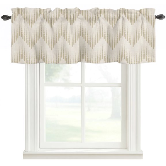 Beige Chevron Waves Valances for Windows Farmhouse Kitchen Curtains Valances Rod Pocket Valance Curtains for Windows Modern Abstract Art Boho Geometric Window Valances for Bathroom Bedroom 42"x12"