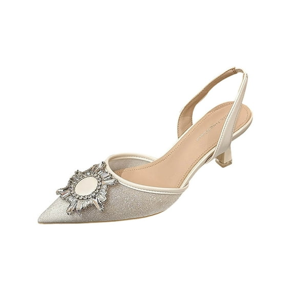 Beige Chic Women'S Heels With Intricate Sunflower Embellishment And Slim Ankle Strap, Perfect For Dressy Outfits And Events