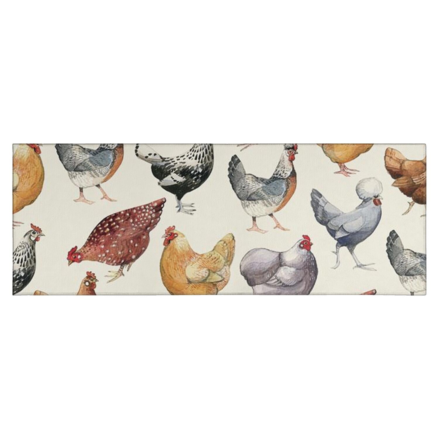 Beige Chicken Breed Pattern Kitchen Rug Mat,Kitchen Runner Rugs Non ...