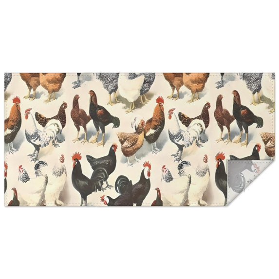 Beige Chicken Breed Pattern Rectangle Tablecloth 60"x120",Waterproof Polyester Rectangle Table Cloth, Wipeable Spillproof Polyester Tablecloth for Dining, Camping, Indoor and Outdoor
