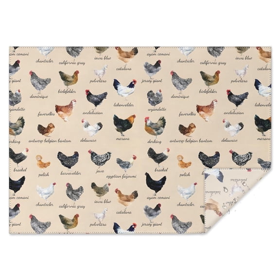 Beige Chicken Breed Pattern Rectangle Tablecloth 60"x84",Waterproof Polyester Rectangle Table Cloth, Wipeable Spillproof Polyester Tablecloth for Dining, Camping, Indoor and Outdoor