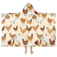 thumbnail image 1 of Beige Chicken Cartoon Pattern Hooded Bath Towel，50"x30" for Ages 3 To 12 Kids, Quick Dry Lightweight Soft Microfiber Hood Beach Towel Cover Up for Kids, 1 of 7