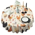 thumbnail image 1 of Beige Chicken Cartoon Pattern Round Tablecloth 60"x60",Wrinkle Wipeable Table Cloth for Kitchen Dining Room Picnic Patio Party, 1 of 6