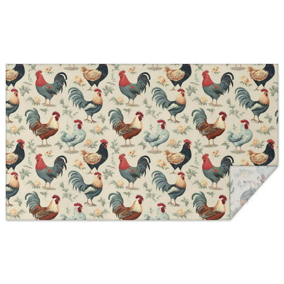 Beige Chicken Floral Pattern Rectangle Tablecloth 60"x102",Waterproof Polyester Rectangle Table Cloth, Wipeable Spillproof Polyester Tablecloth for Dining, Camping, Indoor and Outdoor