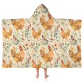 thumbnail image 1 of Beige Chicken Flower Pattern Hooded Bath Towel，50"x30" for Ages 3 To 12 Kids, Quick Dry Lightweight Soft Microfiber Hood Beach Towel Cover Up for Kids, 1 of 7