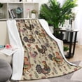thumbnail image 1 of Beige Chicken Folk Pattern Blanket,Comfortable Soft Flannel Throw Blanket,All Season,Warm Lightweight Blankets for Sofa Bed Couch Living Room Chair,60"x80", 1 of 4