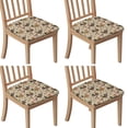 thumbnail image 1 of Beige Chicken Folk Pattern Seat Covers for Dining Room Chairs Set Of 4,Stretch Printed Washable Chair Seat Cover with Elastic Ties and Button,Removable Waterproof Couch Cushion Covers, 1 of 6