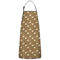 Beige Chicken Pattern Apron-Garden Aprons for Women with Pockets-Cotton Linen Waterproof Kitchen Cooking Gardening Aprons Adjustable for Kitchen,Cooking,BBQ and Salon 33x27 Inch