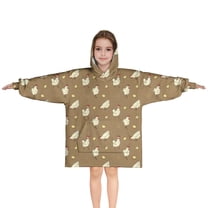 Beige Chicken Pattern Blanket Hoodies for Kids 6-13YR Oversize Wearable Blanket Hoodies for Boys Girls Teens