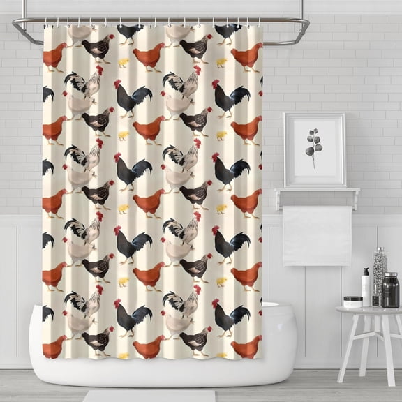 Beige Chicken Pattern Shower Curtain 72"x72" ,Bathroom Decorative Shower Curtains Set with 12 Hooks,Modern Waterproof Washable Shower Curtain