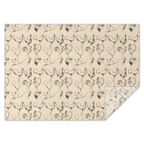 Beige Chicken Sketch Pattern Rectangle Tablecloth 60"x84",Waterproof Polyester Rectangle Table Cloth, Wipeable Spillproof Polyester Tablecloth for Dining, Camping, Indoor and Outdoor