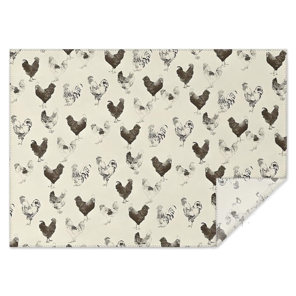 Beige Chicken Sketch Pattern Rectangle Tablecloth 60"x84",Waterproof Polyester Rectangle Table Cloth, Wipeable Spillproof Polyester Tablecloth for Dining, Camping, Indoor and Outdoor
