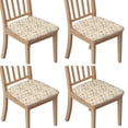 thumbnail image 1 of Beige Chicken Sketch Pattern Seat Covers for Dining Room Chairs Set Of 4,Stretch Printed Washable Chair Seat Cover with Elastic Ties and Button,Removable Waterproof Couch Cushion Covers, 1 of 6
