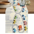 thumbnail image 1 of Beige Childlike Fun Table Runner 72 Inches, Abstract Modern City Car Silhouette Bed Runner Dresser Scarves Tabletop for Indoor Outdoor Parties/Ceremony/Banquet, 14" x 72", 1 of 9
