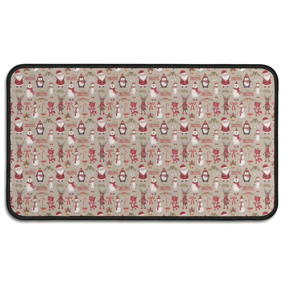 Beige Christmas Character Pattern Door Rugs,Washable Non Slip Door Mats Indoor,Decorative Door Mats,Entry Mat Indoor for Entrance,Bedroom,Kitchen,Bathroom,30"x17"