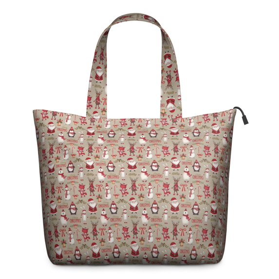 Beige Christmas Character Pattern Travel Tote Bags for Women Carry On,Large Weekender Bags for Women Travel,Multi Functional Duffle Bag for Work,Shopping,Sports