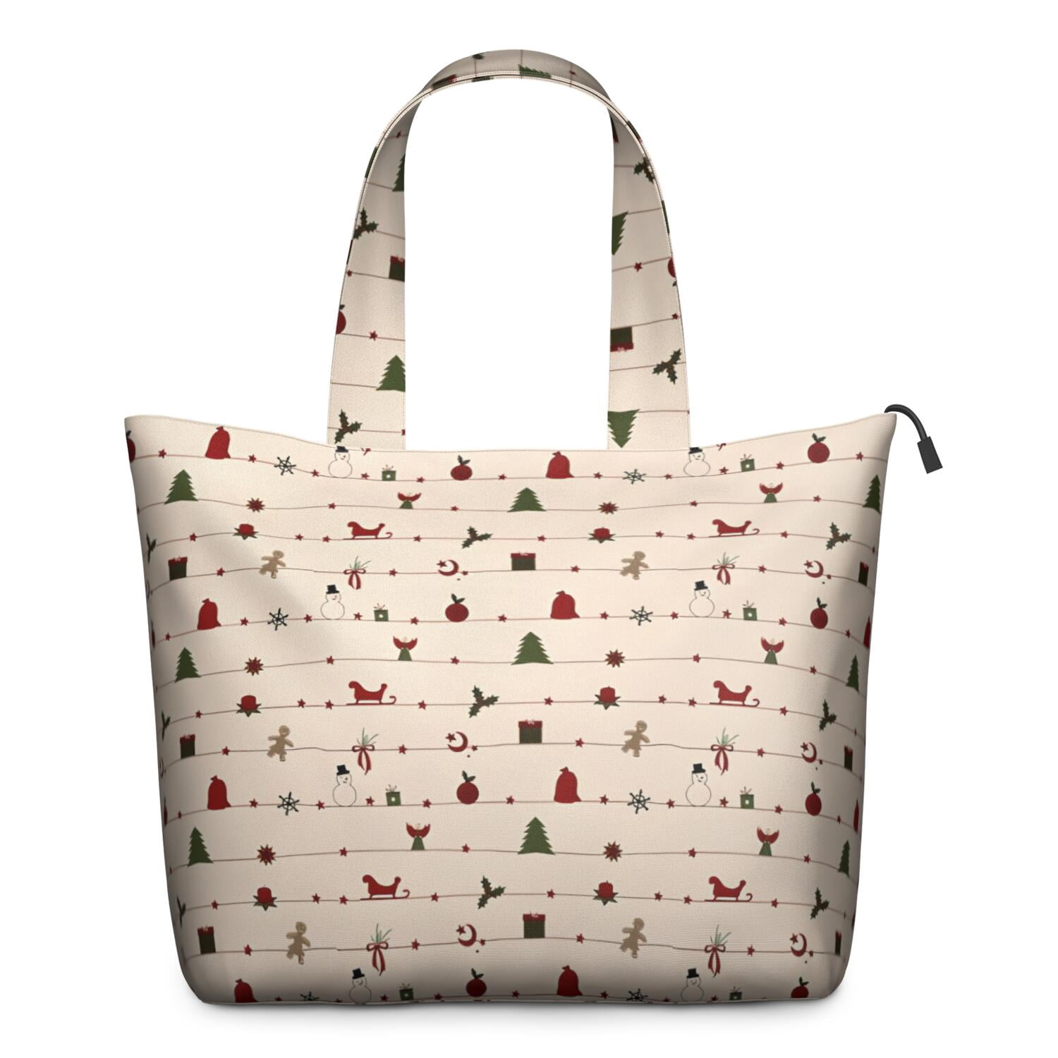 Beige Christmas Decoration Pattern Travel Tote Bags for Women Carry On,Large Weekender Bags for Women Travel,Multi Functional Duffle Bag for Work,Shopping,Sports