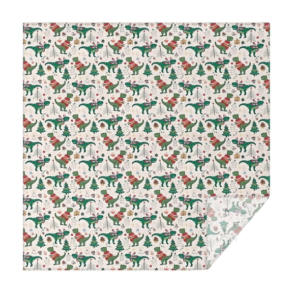 Beige Christmas Dinosaur Pattern Square Tablecloth,Waterproof Square Table Cover,Wipeable Spillproof Washable Table Cover for Home Kitchen Party Decor 60"x60"(152x152cm)