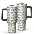 thumbnail image 1 of Beige Christmas Dinosaur Pattern Tumbler with Handle and Lid,40oz Double Wall Vacuum Insulated Tumbler,Cups Gift for Women and Men, 1 of 7