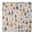 thumbnail image 1 of Beige Christmas Forest Animal Pattern Square Fitted Tablecloth with Elastic Edge,Square Table Cover,Washable Elastic Table Cover for Home Kitchen Party Decor 36"x36", 1 of 6