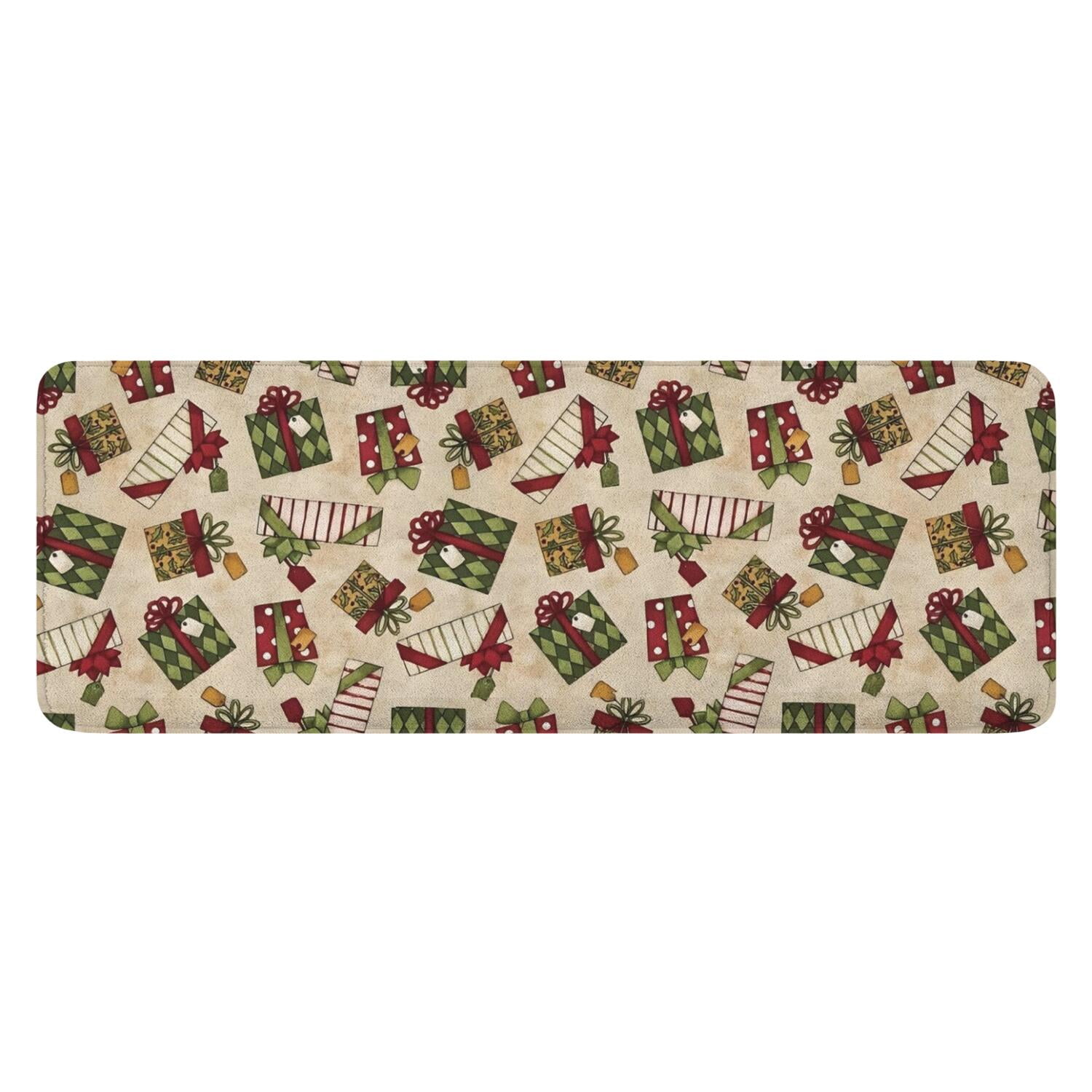 Beige Christmas Gift Pattern Kitchen Rug Mat,Kitchen Runner Rugs Non ...