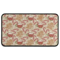Beige Christmas Gingerbread Man Pattern Door Rugs,Washable Non Slip Door Mats Indoor,Decorative Door Mats,Entry Mat Indoor for Entrance,Bedroom,Kitchen,Bathroom,30"x17"