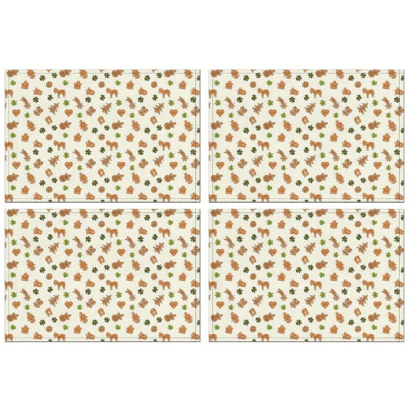 Beige Christmas Gingerbread Pattern Summer Placemats Table Placemats Set Of 4-Linen Kitchen Washable Placemats Table Mats 11.8"x17.7" Non-Slip Heat Resistant