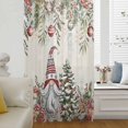thumbnail image 1 of Beige Christmas Gnomes Semi Sheer Curtains Drapes for Living Room,Bedroom,French Doors Window 45 Inches Long,Xmas Tree Poinsettia Winter Holiday Rod Pocket Chiffon Curtain Voile Drapery Panel, 1 of 6