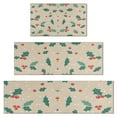 thumbnail image 1 of Beige Christmas Holly Pattern Kitchen Rugs Sets Of 3,Kitchen Runner Rugs Non Skid Washable,Decorative Kitchen Floor Mats for Kitchen,Sink,Laundry,17"x30"+ 17"x47" + 17"x59", 1 of 6