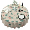 thumbnail image 1 of Beige Christmas Holly Pattern Round Tablecloth 60"x60",Wrinkle Wipeable Table Cloth for Kitchen Dining Room Picnic Patio Party, 1 of 6